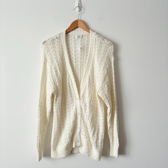 Aritzia Wilfred Reverence Open Knit Cardigan Sweater Ivory Size Medium - Picture 3 of 6